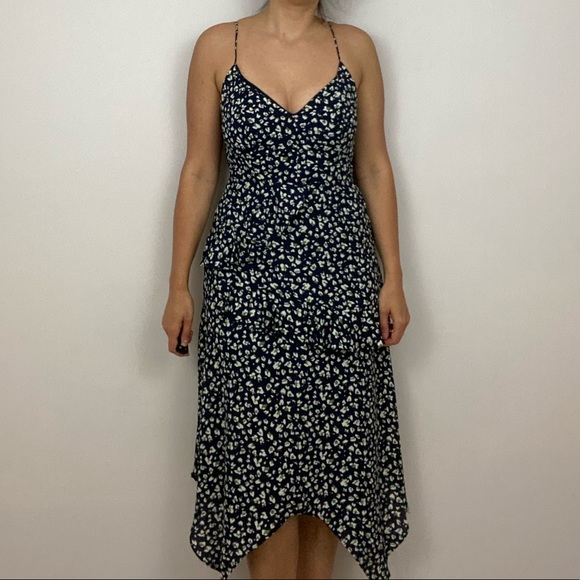 High Low Ruffle Abstract Print Dress - Picture 7 of 7